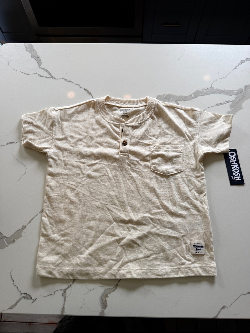 OshKosh B'gosh Cream Short Sleeve Henley Pocket Tee